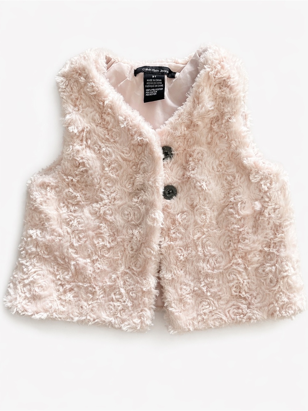 Calvin Klein Girls Faux Fur Vest - Blush Pink